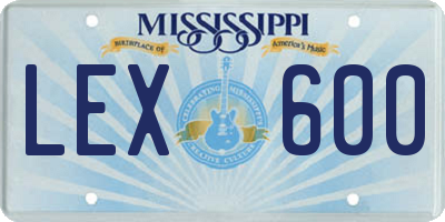 MS license plate LEX600