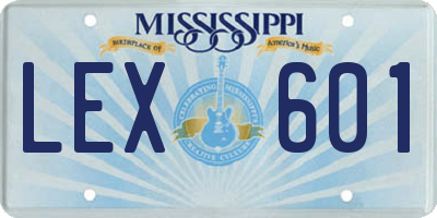 MS license plate LEX601
