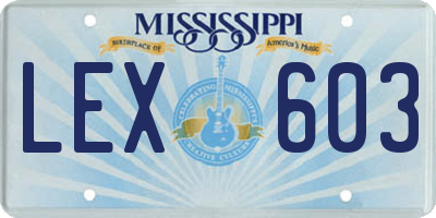 MS license plate LEX603