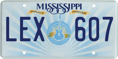 MS license plate LEX607