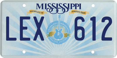 MS license plate LEX612