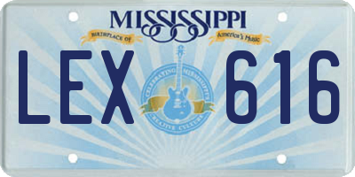MS license plate LEX616