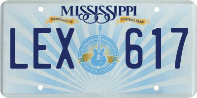 MS license plate LEX617