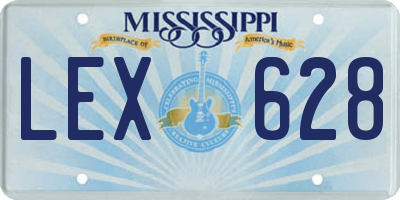 MS license plate LEX628