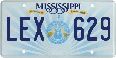 MS license plate LEX629