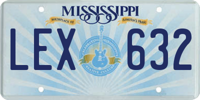 MS license plate LEX632