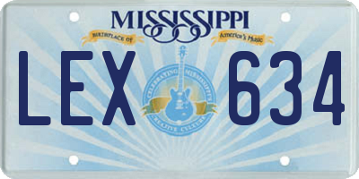 MS license plate LEX634