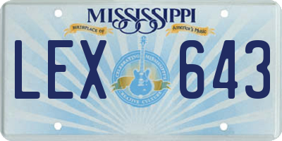 MS license plate LEX643
