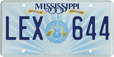 MS license plate LEX644