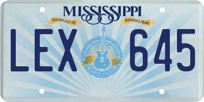MS license plate LEX645