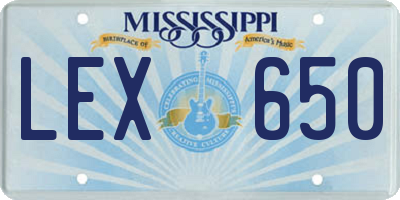 MS license plate LEX650