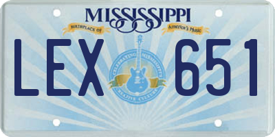 MS license plate LEX651