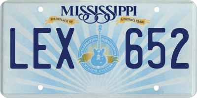 MS license plate LEX652