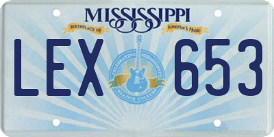 MS license plate LEX653