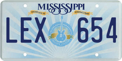 MS license plate LEX654