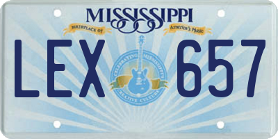 MS license plate LEX657