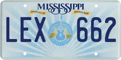 MS license plate LEX662