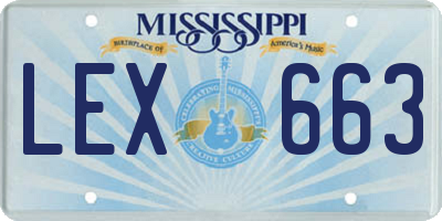 MS license plate LEX663