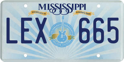 MS license plate LEX665