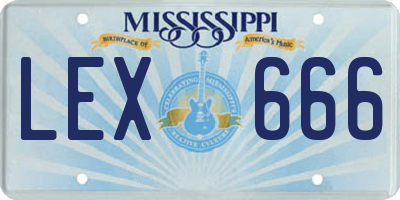 MS license plate LEX666