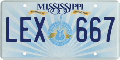 MS license plate LEX667
