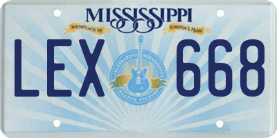 MS license plate LEX668
