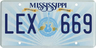 MS license plate LEX669