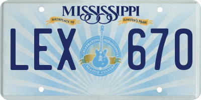 MS license plate LEX670