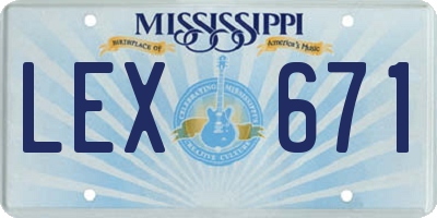 MS license plate LEX671