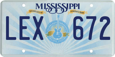 MS license plate LEX672