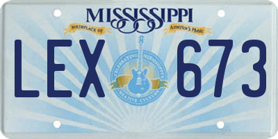 MS license plate LEX673