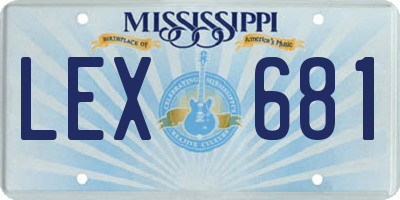 MS license plate LEX681