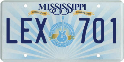 MS license plate LEX701