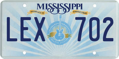 MS license plate LEX702