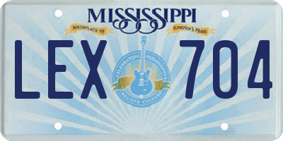 MS license plate LEX704