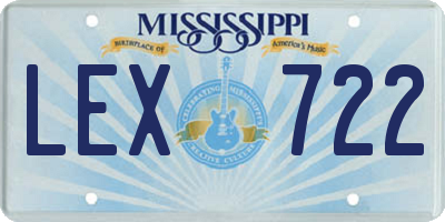 MS license plate LEX722