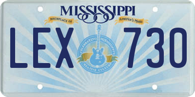 MS license plate LEX730