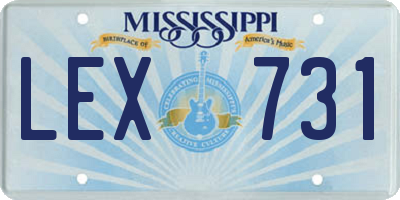 MS license plate LEX731