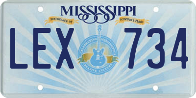 MS license plate LEX734