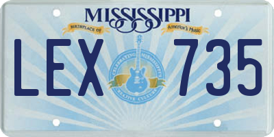 MS license plate LEX735