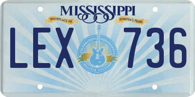 MS license plate LEX736