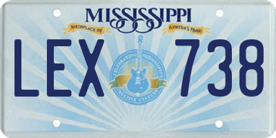 MS license plate LEX738