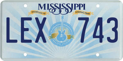 MS license plate LEX743