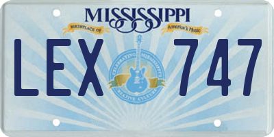 MS license plate LEX747