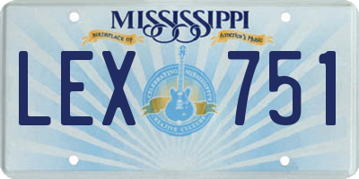 MS license plate LEX751
