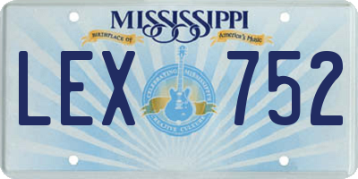 MS license plate LEX752