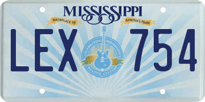 MS license plate LEX754