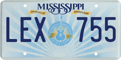 MS license plate LEX755