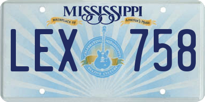 MS license plate LEX758