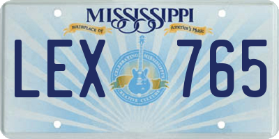 MS license plate LEX765
